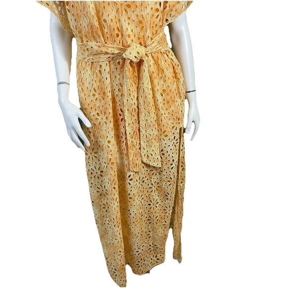 Jen’s Pirate Booty Shine On Kaftan Eyelet Maxi Dress Cover Up Yellow M / L - Picture 6 of 16